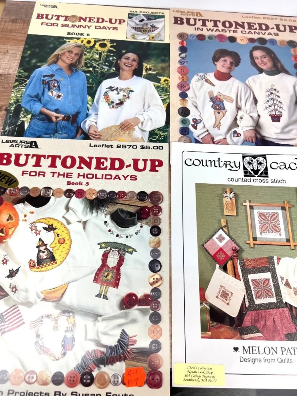 Buttoned-Up Holiday & Everyday Cross-Stitch Patterns For Clothing & Home Décor